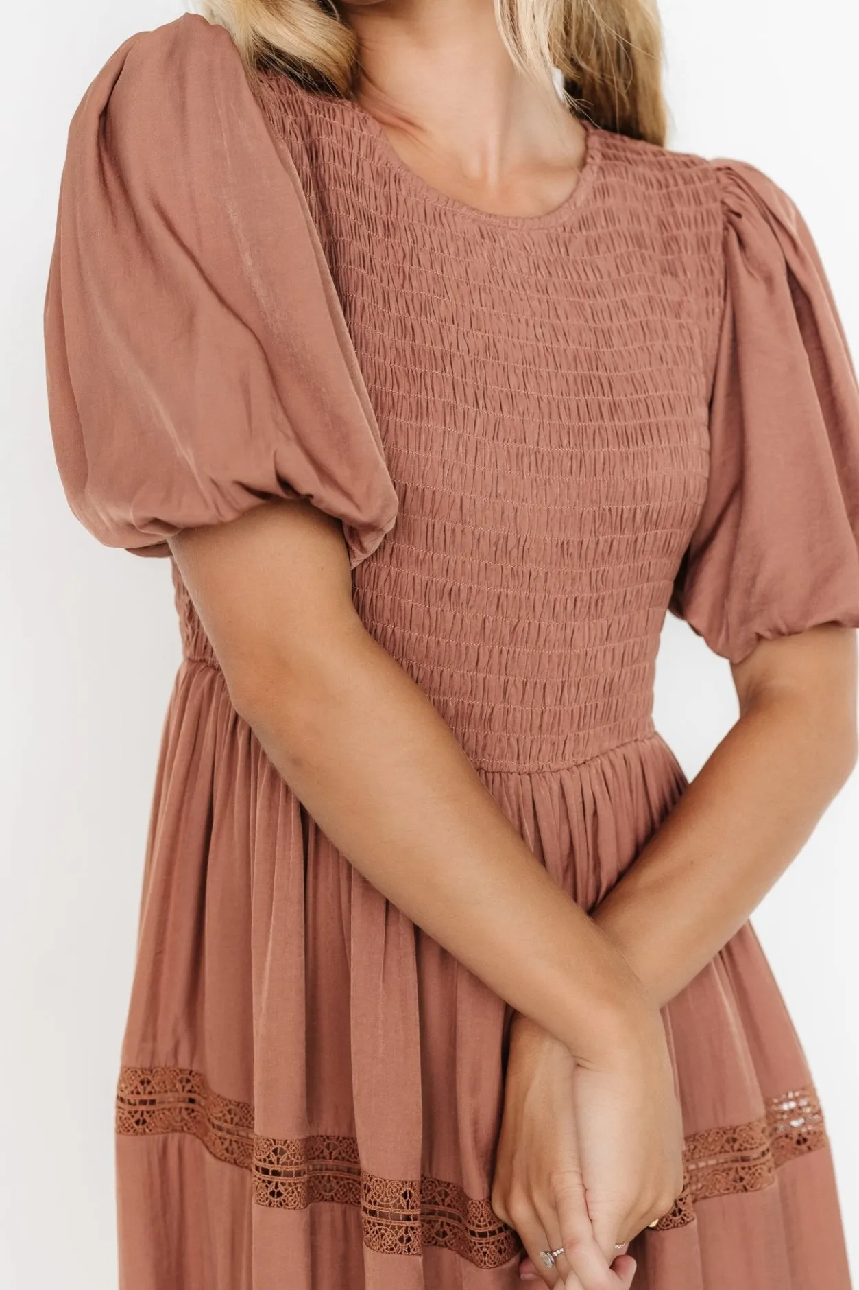 Sale Baltic Born Finley Smocked Midi Dress | Light Copper LightCopper