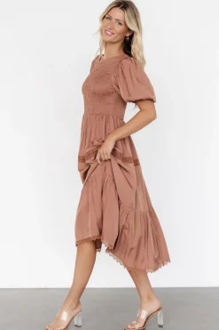 Sale Baltic Born Finley Smocked Midi Dress | Light Copper LightCopper