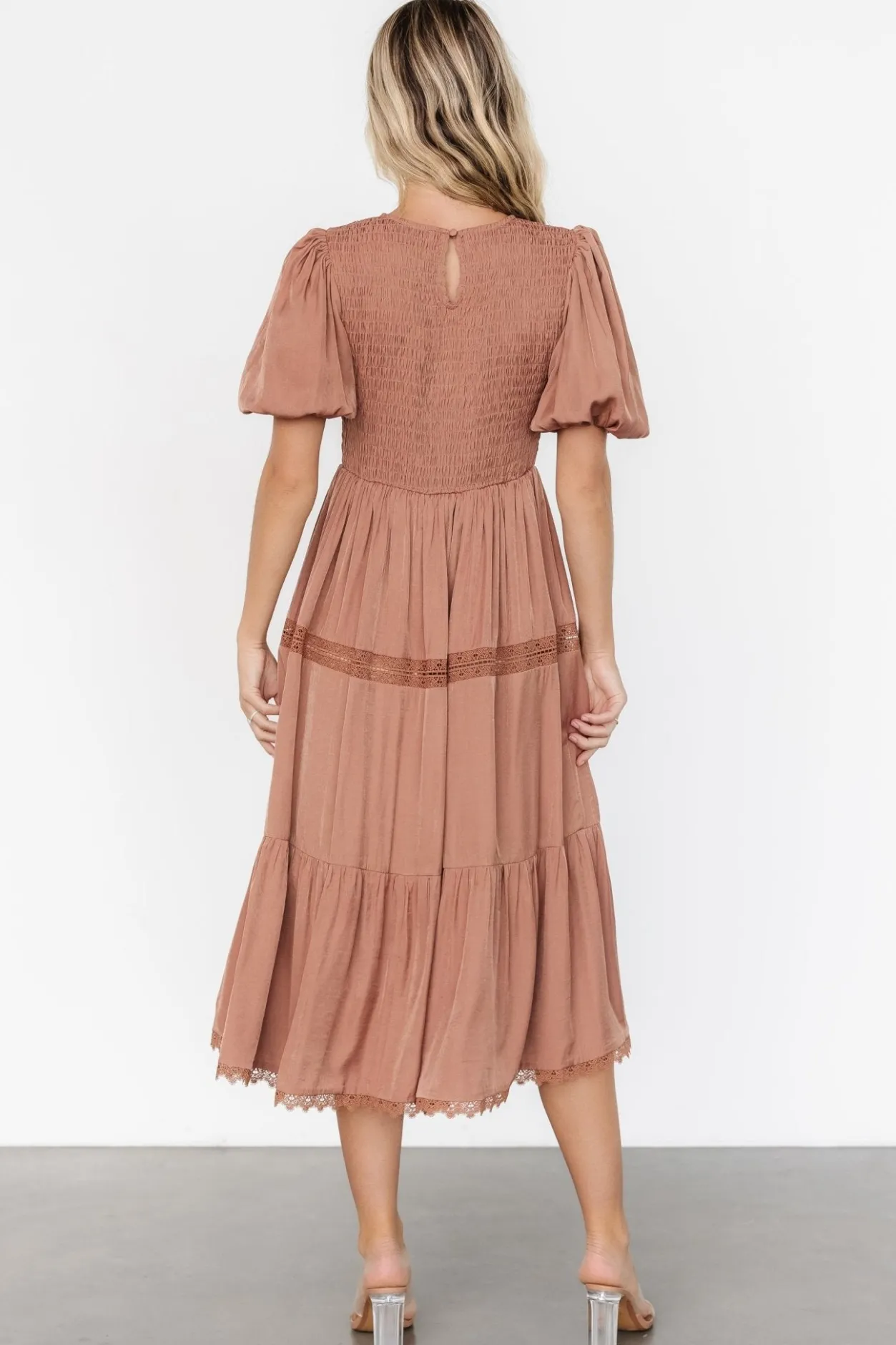Sale Baltic Born Finley Smocked Midi Dress | Light Copper LightCopper