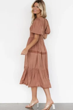 Sale Baltic Born Finley Smocked Midi Dress | Light Copper LightCopper