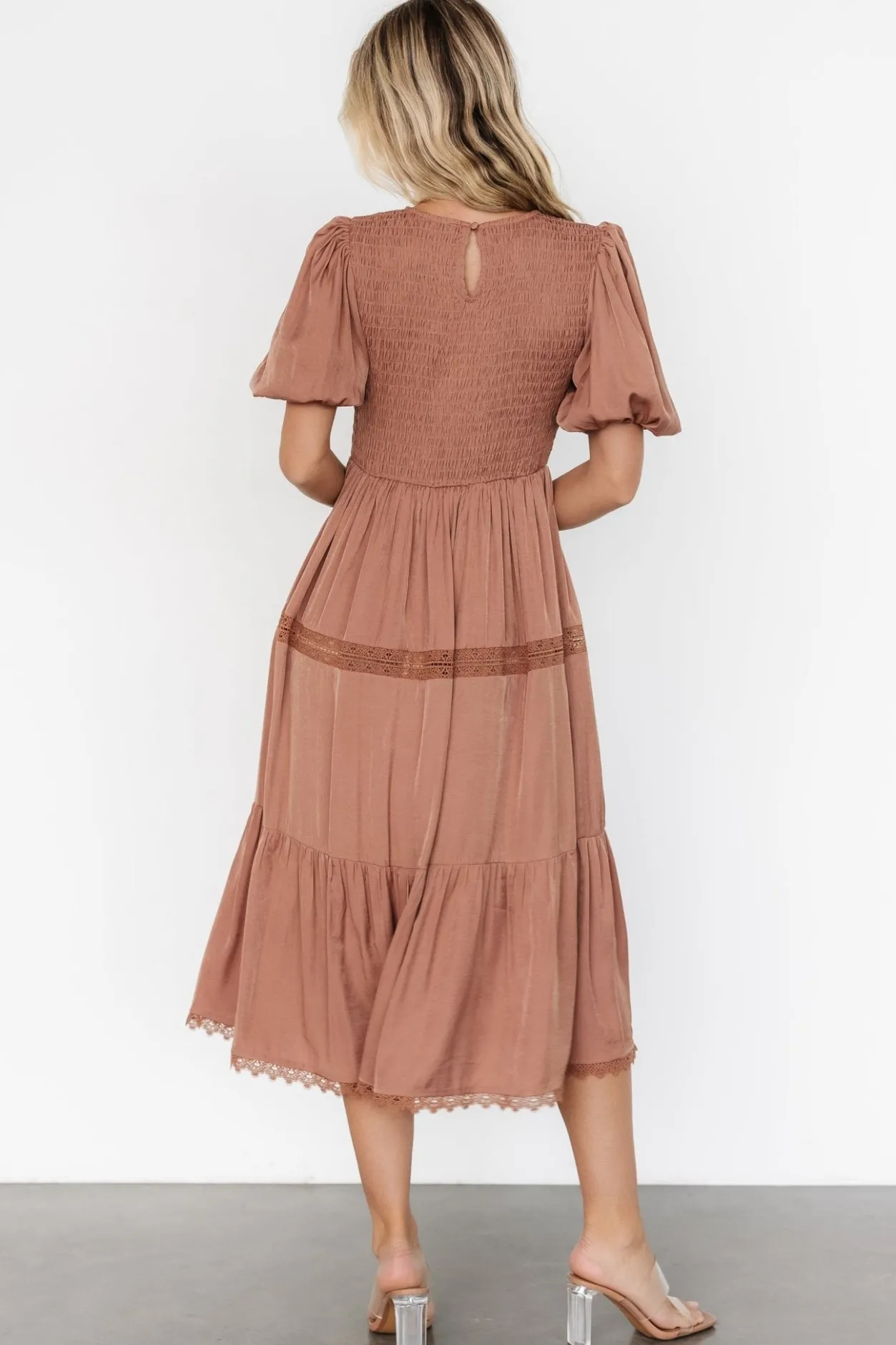 Sale Baltic Born Finley Smocked Midi Dress | Light Copper LightCopper