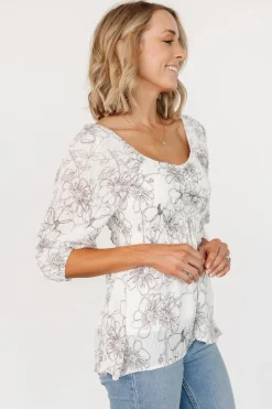 Online Baltic Born Florian Smocked Top | Ivory Print IvoryPrint
