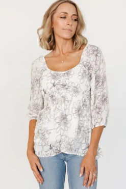 Online Baltic Born Florian Smocked Top | Ivory Print IvoryPrint