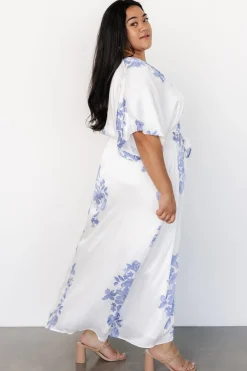 Fashion Baltic Born Florina Kimono Maxi Dress | White + Blue White+Blue