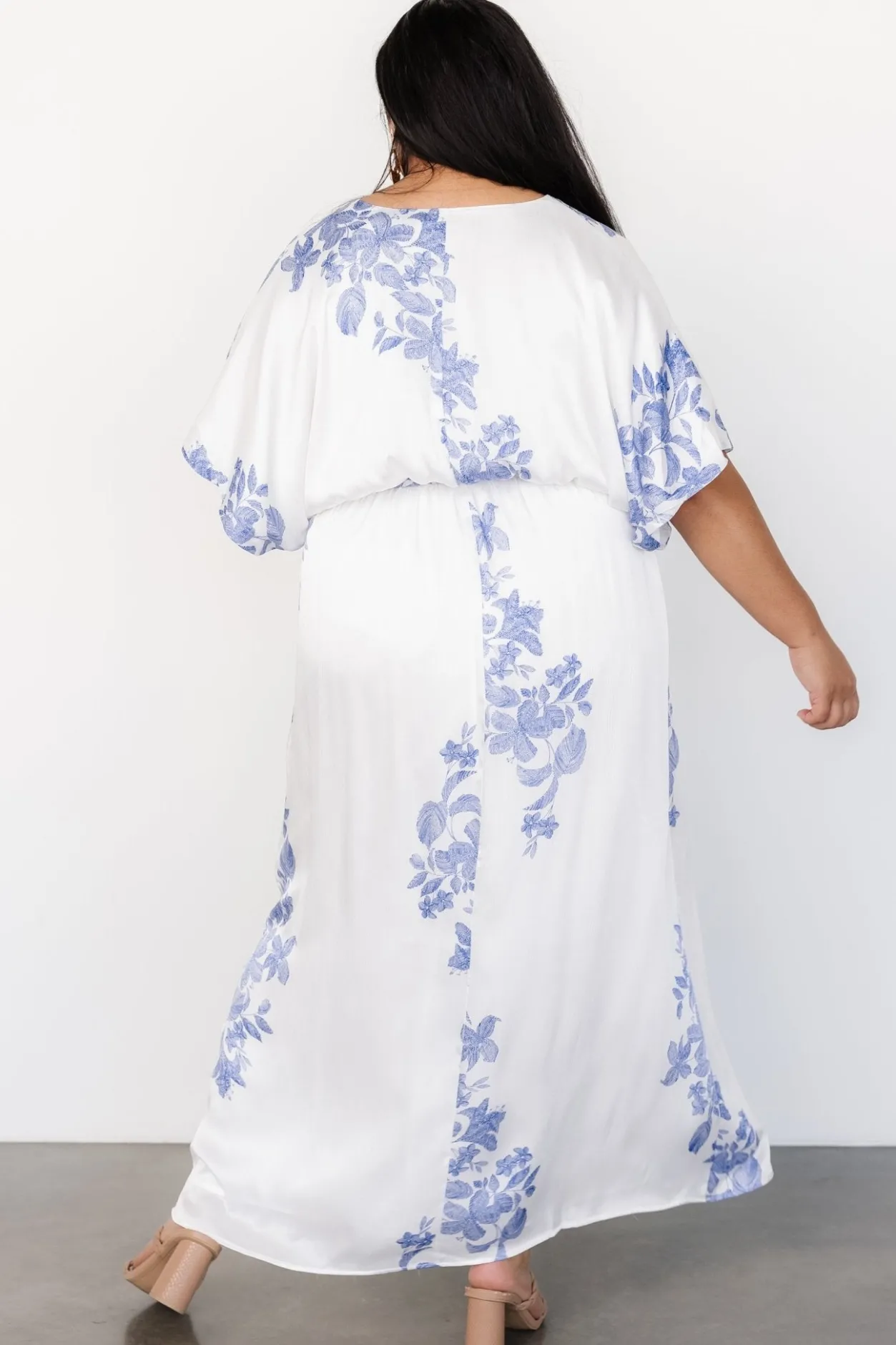 Fashion Baltic Born Florina Kimono Maxi Dress | White + Blue White+Blue