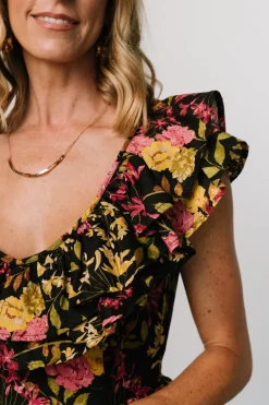 Hot Baltic Born Francesca Tiered Maxi Dress | Black Floral BlackFloral