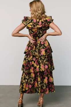 Hot Baltic Born Francesca Tiered Maxi Dress | Black Floral BlackFloral