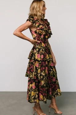Hot Baltic Born Francesca Tiered Maxi Dress | Black Floral BlackFloral