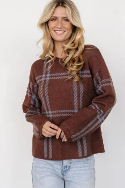 Sale Baltic Born Francie Sweater | Brown + Blue Plaid Brown+BluePlaid