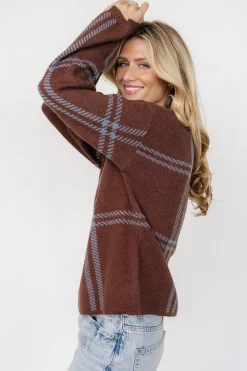 Sale Baltic Born Francie Sweater | Brown + Blue Plaid Brown+BluePlaid