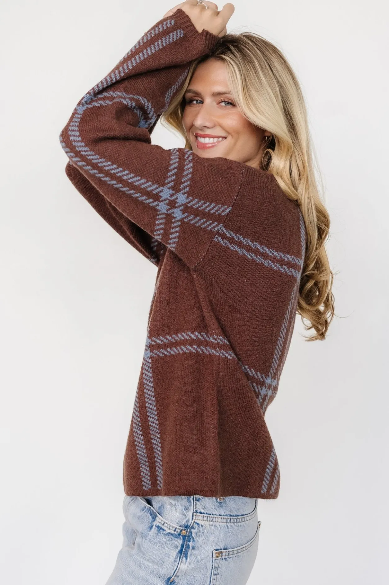 Sale Baltic Born Francie Sweater | Brown + Blue Plaid Brown+BluePlaid