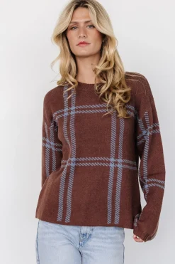 Sale Baltic Born Francie Sweater | Brown + Blue Plaid Brown+BluePlaid