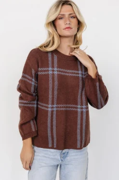 Sale Baltic Born Francie Sweater | Brown + Blue Plaid Brown+BluePlaid