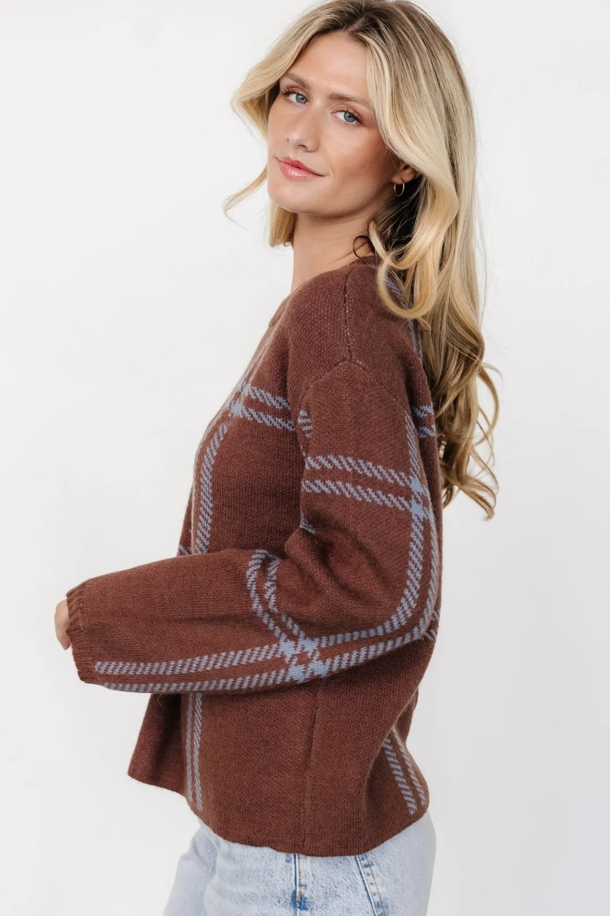 Sale Baltic Born Francie Sweater | Brown + Blue Plaid Brown+BluePlaid