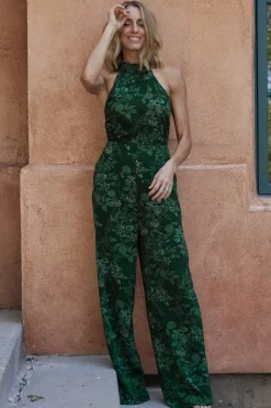 Best Baltic Born Freya Halter Jumpsuit | Emerald Floral EmeraldFloral