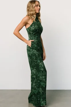 Best Baltic Born Freya Halter Jumpsuit | Emerald Floral EmeraldFloral