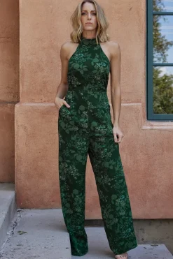 Best Baltic Born Freya Halter Jumpsuit | Emerald Floral EmeraldFloral