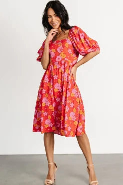 Clearance Baltic Born Gabbie Short Dress | Red Multi Floral RedMultiFloral