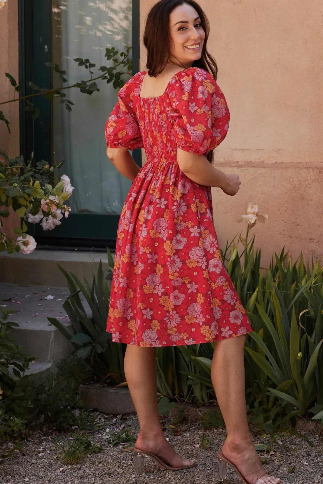 Clearance Baltic Born Gabbie Short Dress | Red Multi Floral RedMultiFloral