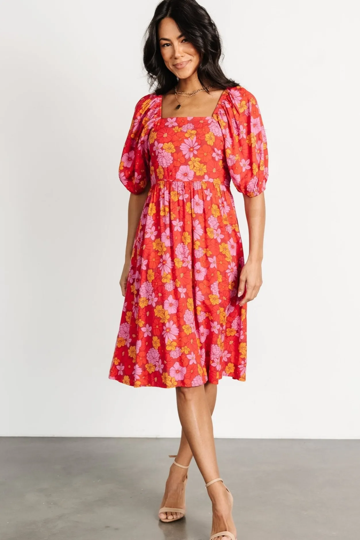 Clearance Baltic Born Gabbie Short Dress | Red Multi Floral RedMultiFloral