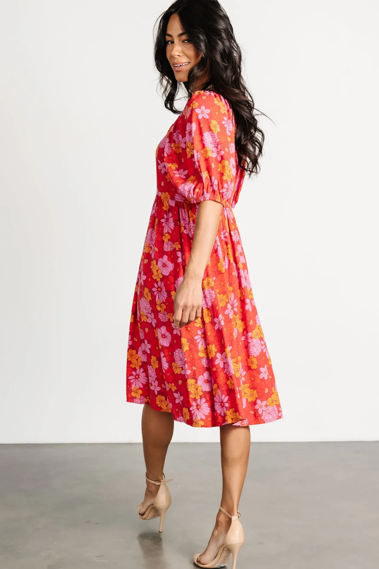 Clearance Baltic Born Gabbie Short Dress | Red Multi Floral RedMultiFloral