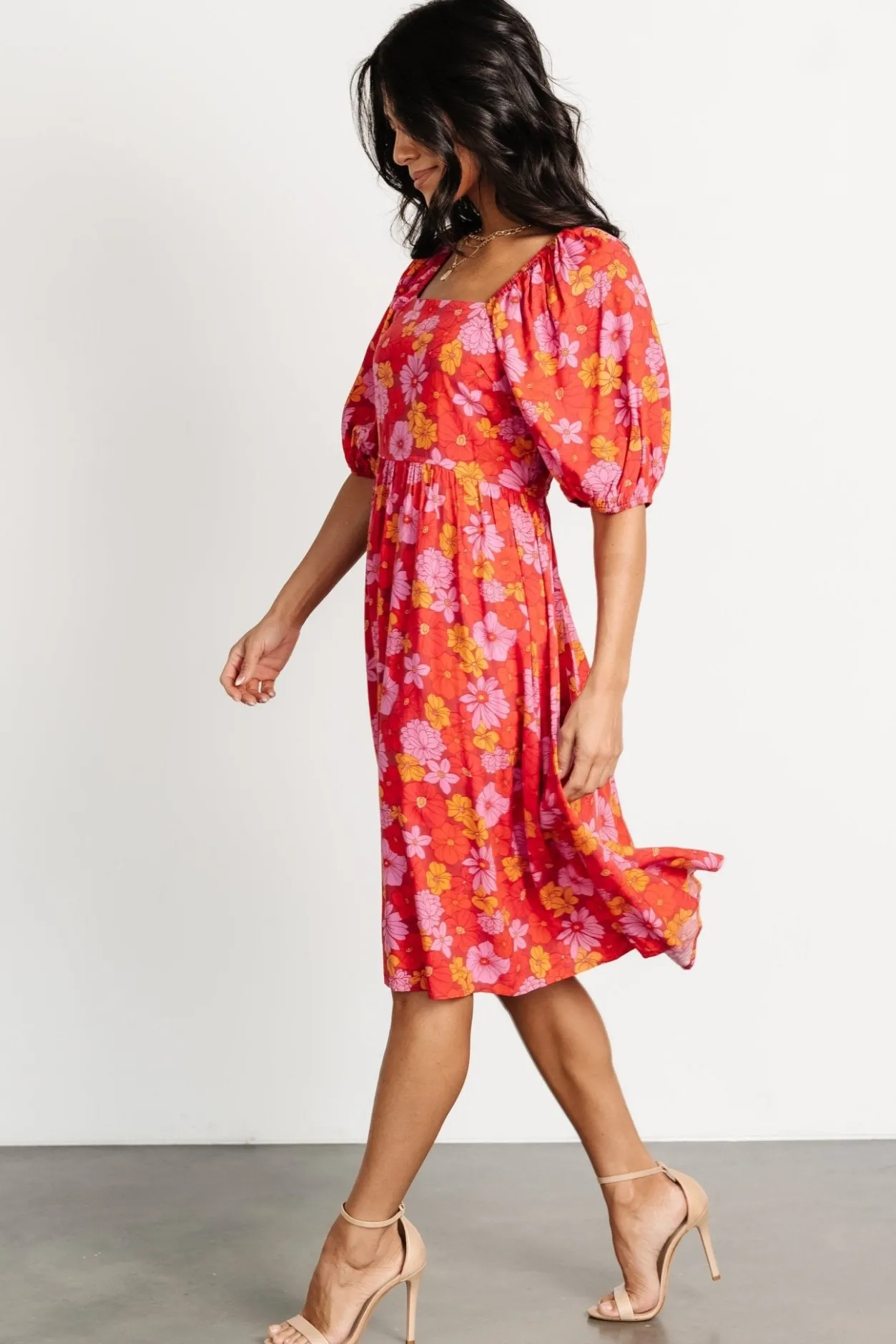 Clearance Baltic Born Gabbie Short Dress | Red Multi Floral RedMultiFloral