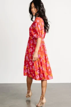 Clearance Baltic Born Gabbie Short Dress | Red Multi Floral RedMultiFloral