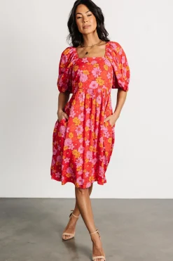 Clearance Baltic Born Gabbie Short Dress | Red Multi Floral RedMultiFloral