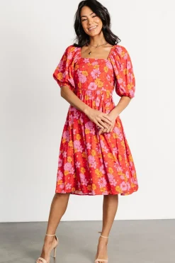 Clearance Baltic Born Gabbie Short Dress | Red Multi Floral RedMultiFloral