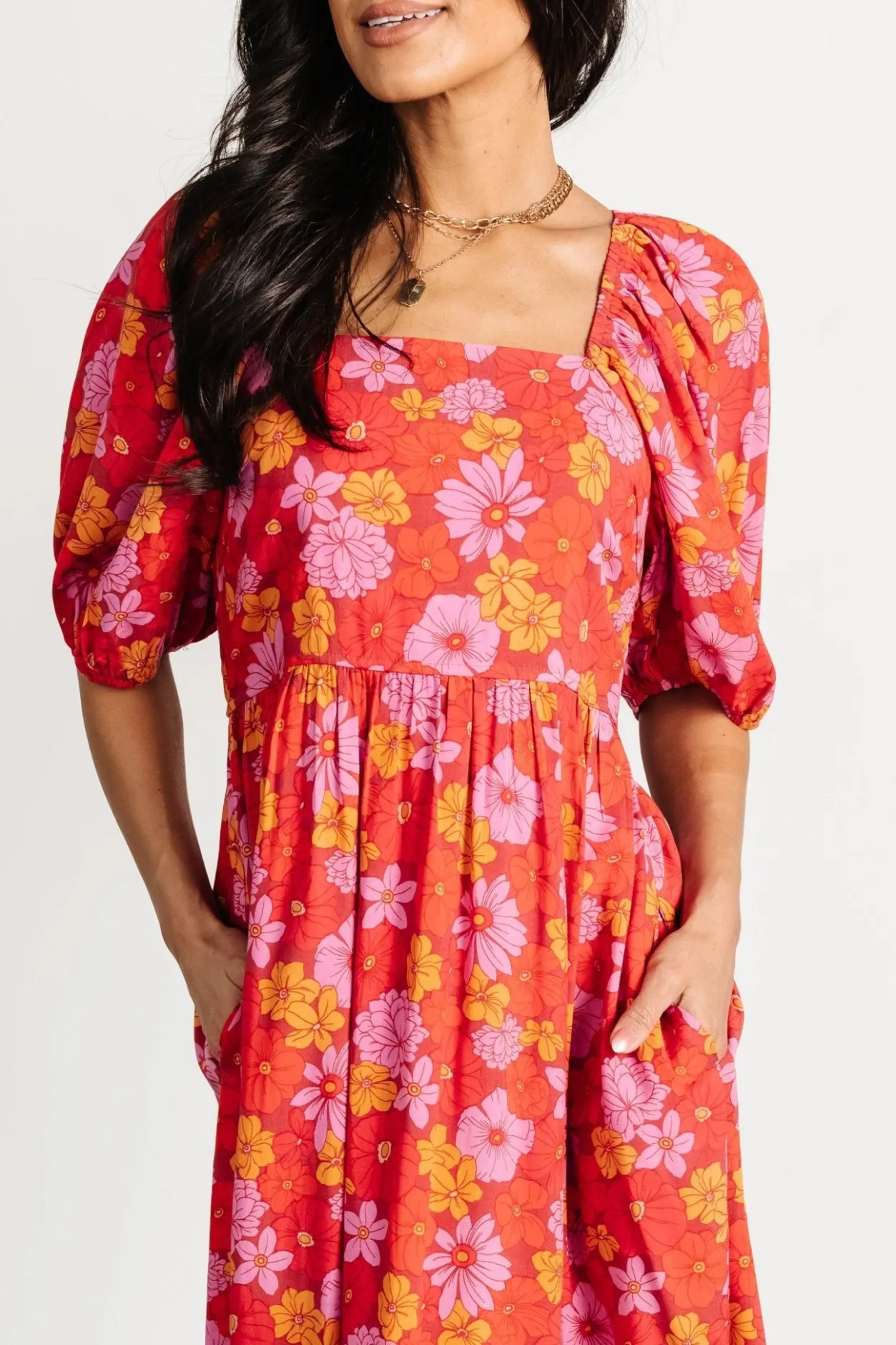 Clearance Baltic Born Gabbie Short Dress | Red Multi Floral RedMultiFloral