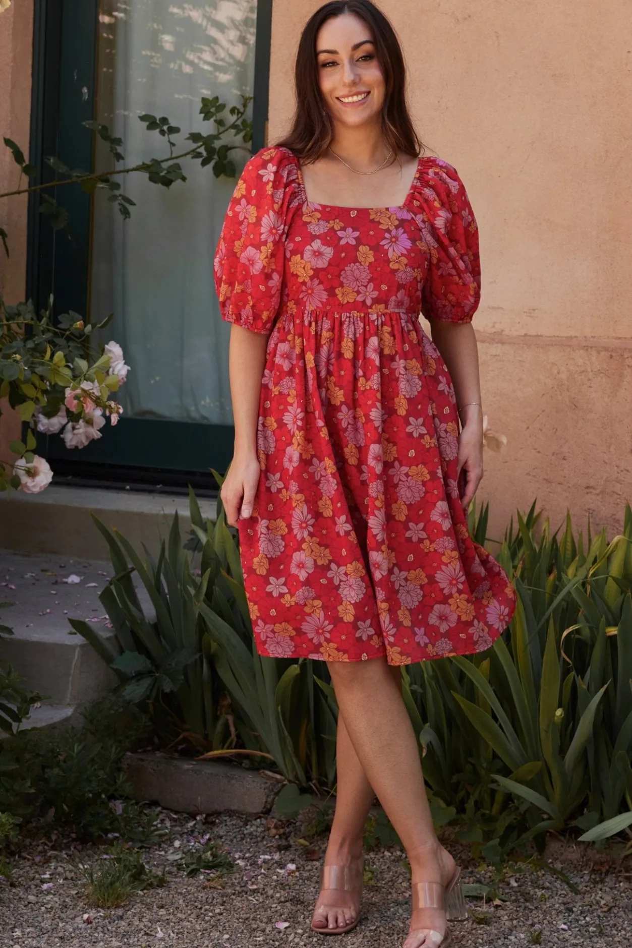 Clearance Baltic Born Gabbie Short Dress | Red Multi Floral RedMultiFloral