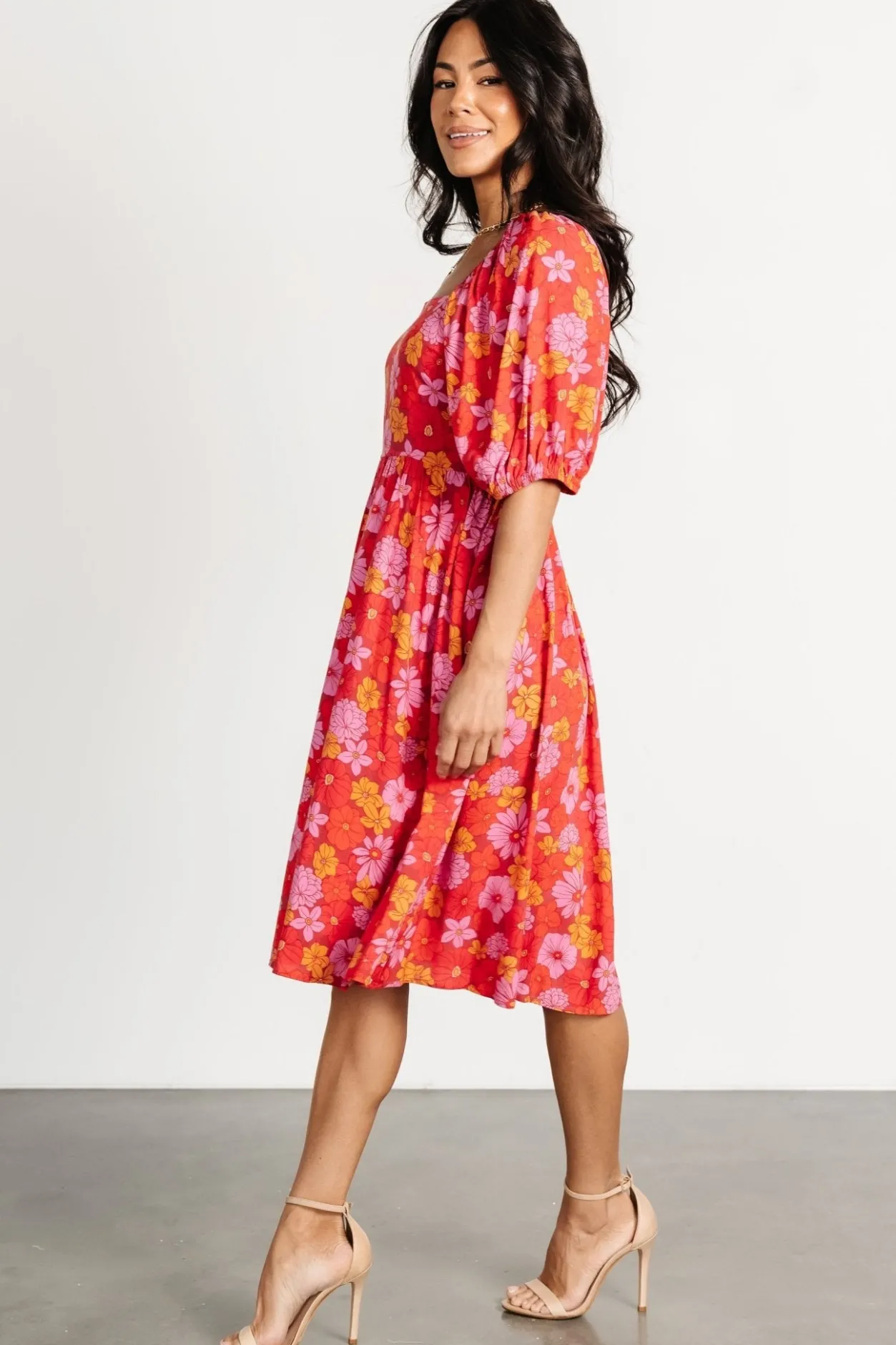 Clearance Baltic Born Gabbie Short Dress | Red Multi Floral RedMultiFloral
