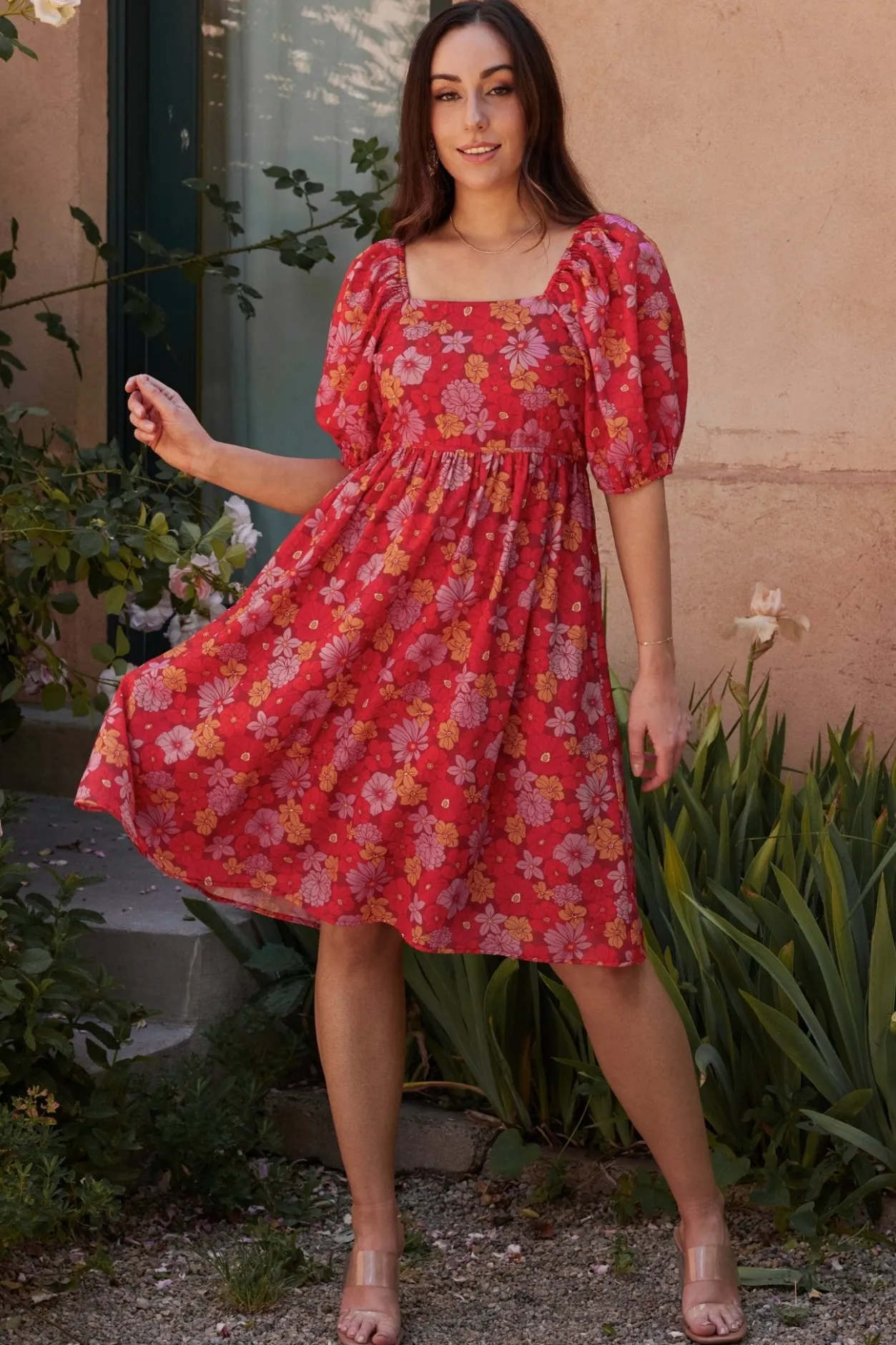Clearance Baltic Born Gabbie Short Dress | Red Multi Floral RedMultiFloral