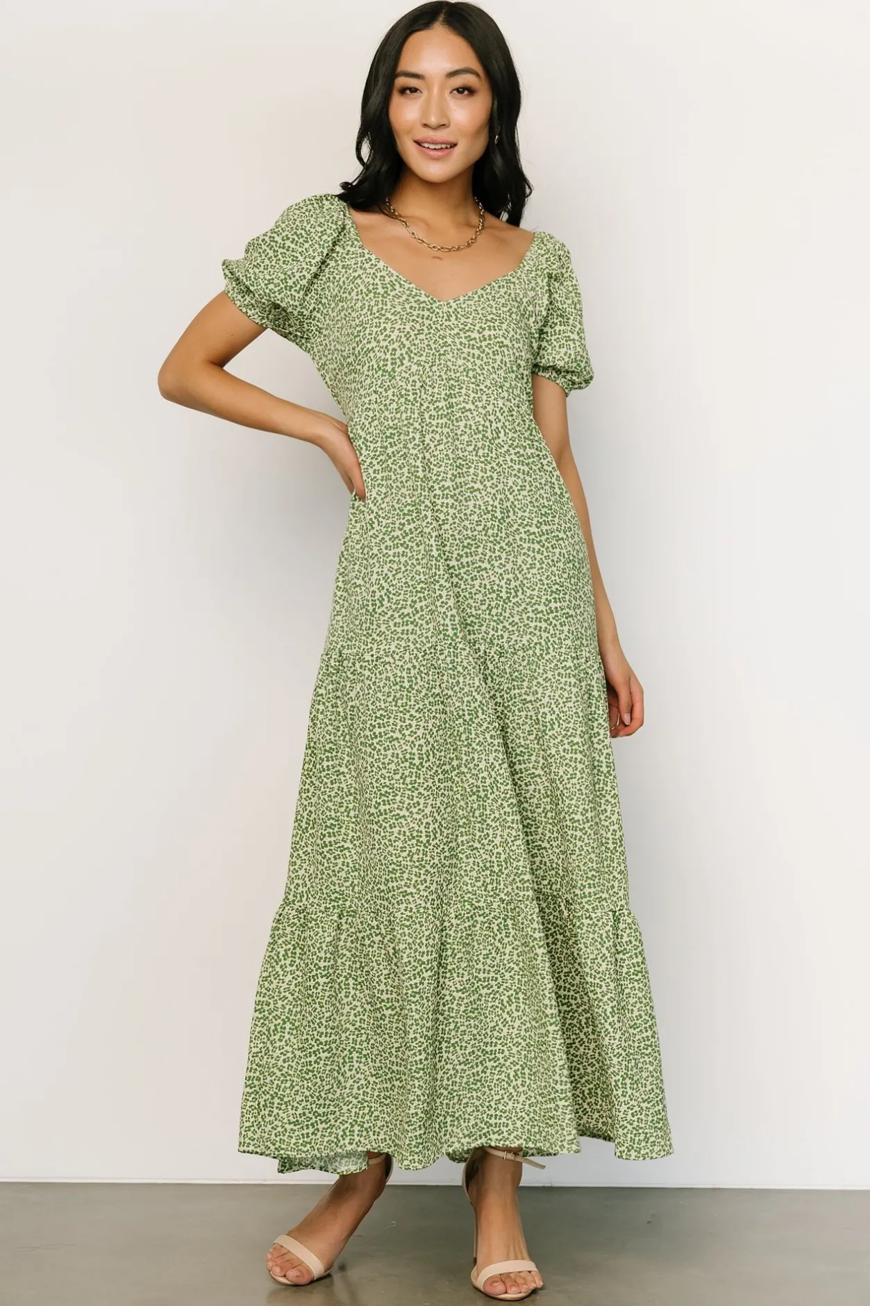 Outlet Baltic Born Gables Puff Sleeve Maxi Dress | Green Multi GreenMulti