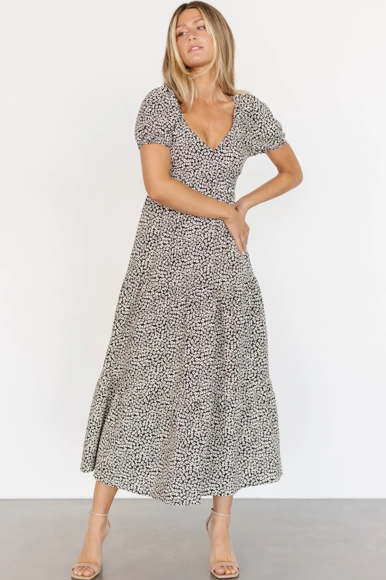 Discount Baltic Born Gables Puff Sleeve Maxi Dress | Black Multi BlackMulti