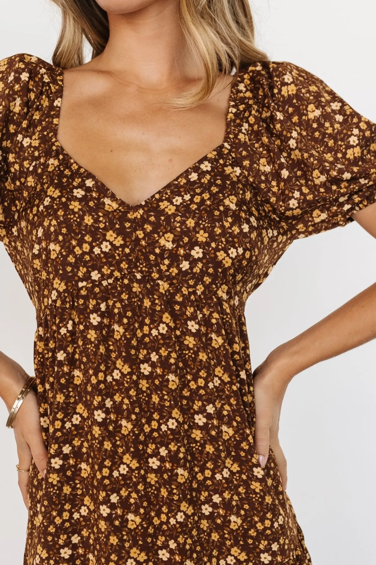 Clearance Baltic Born Gables Puff Sleeve Maxi Dress | Brown Multi BrownMulti
