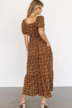 Clearance Baltic Born Gables Puff Sleeve Maxi Dress | Brown Multi BrownMulti