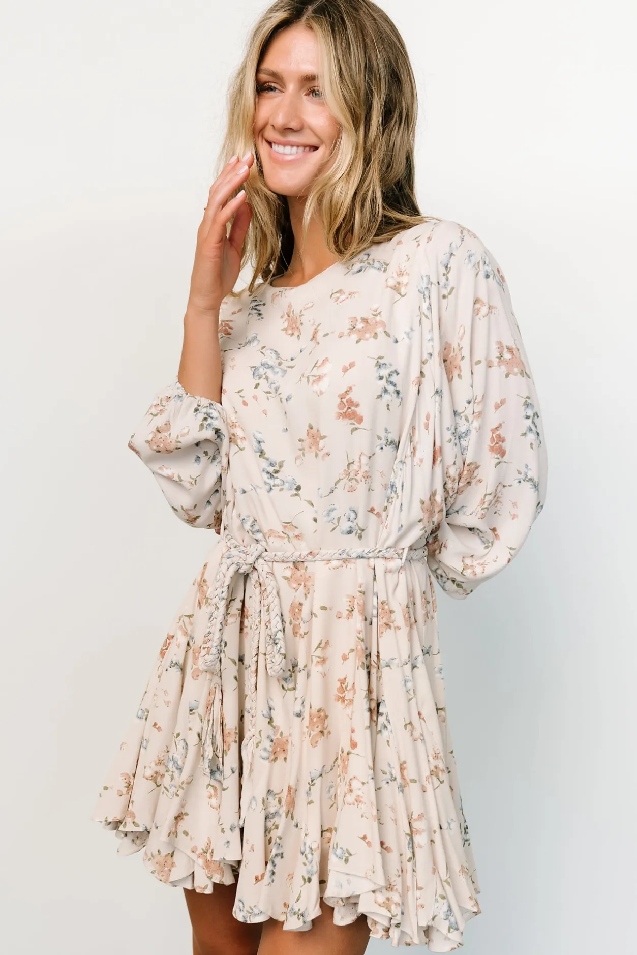Online Baltic Born Galia Mini Dress | Beige Floral BeigeFloral