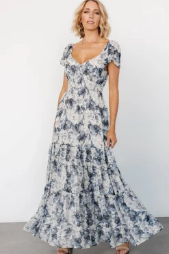 Outlet Baltic Born Genevive Maxi Dress | Cream + Blue Floral Cream+BlueFloral