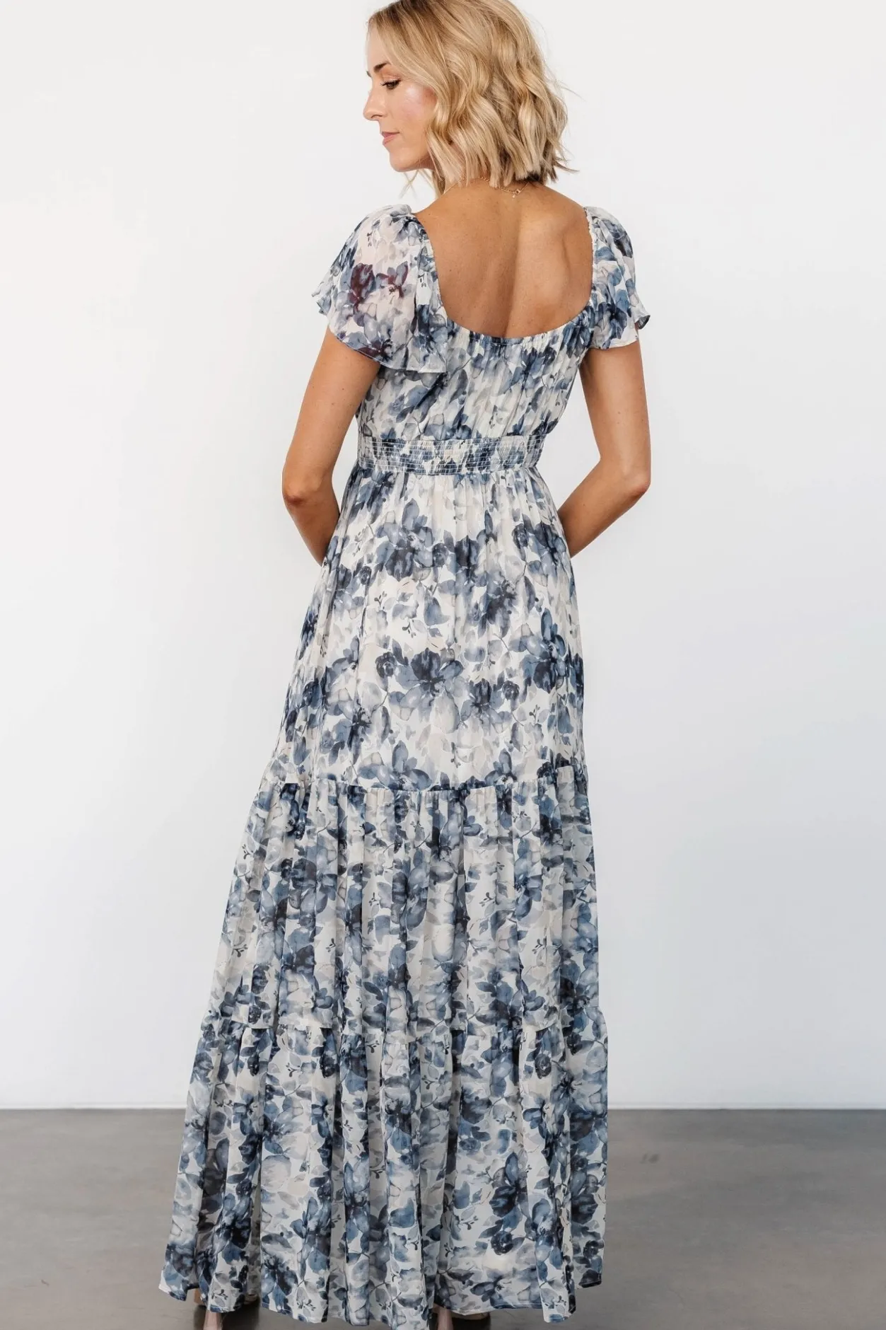 Outlet Baltic Born Genevive Maxi Dress | Cream + Blue Floral Cream+BlueFloral