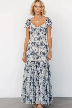 Outlet Baltic Born Genevive Maxi Dress | Cream + Blue Floral Cream+BlueFloral