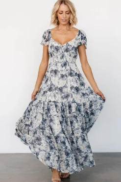 Outlet Baltic Born Genevive Maxi Dress | Cream + Blue Floral Cream+BlueFloral
