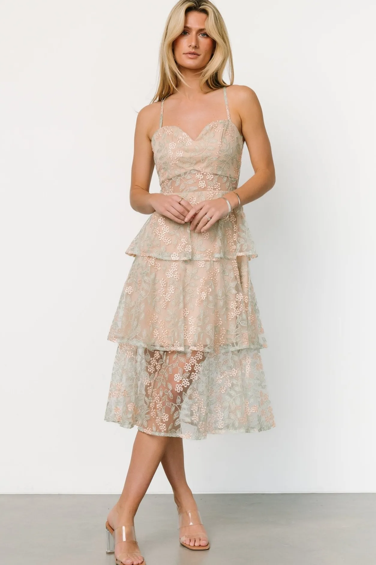 Fashion Baltic Born Georgiana Embroidered Midi Dress | Sage