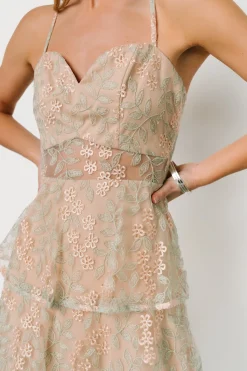 Fashion Baltic Born Georgiana Embroidered Midi Dress | Sage