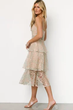 Fashion Baltic Born Georgiana Embroidered Midi Dress | Sage