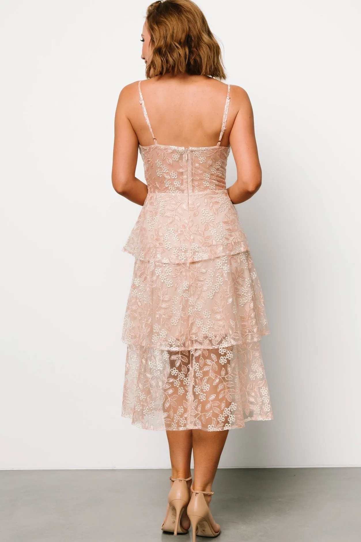 Outlet Baltic Born Georgiana Embroidered Midi Dress | Nude + Rose Nude+Rose