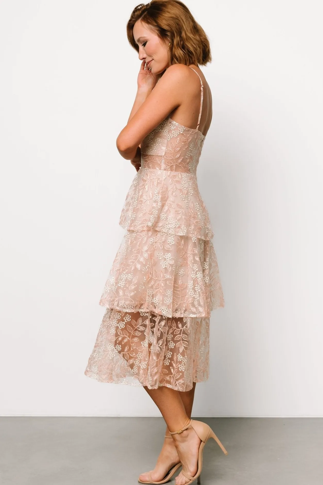 Outlet Baltic Born Georgiana Embroidered Midi Dress | Nude + Rose Nude+Rose