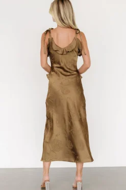 Fashion Baltic Born Gianni Satin Ruffle Dress | Olive