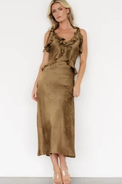 Fashion Baltic Born Gianni Satin Ruffle Dress | Olive