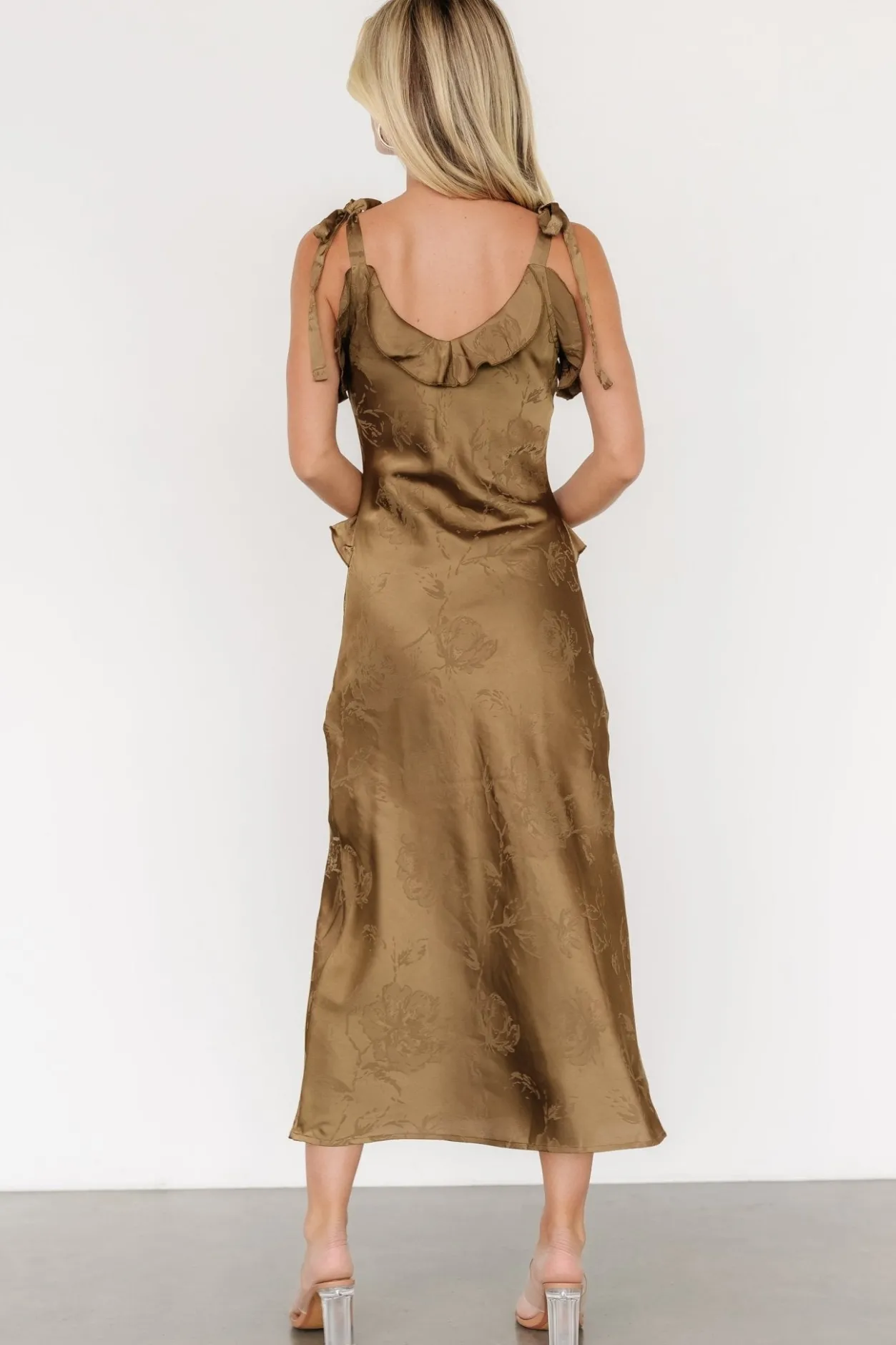 Fashion Baltic Born Gianni Satin Ruffle Dress | Olive